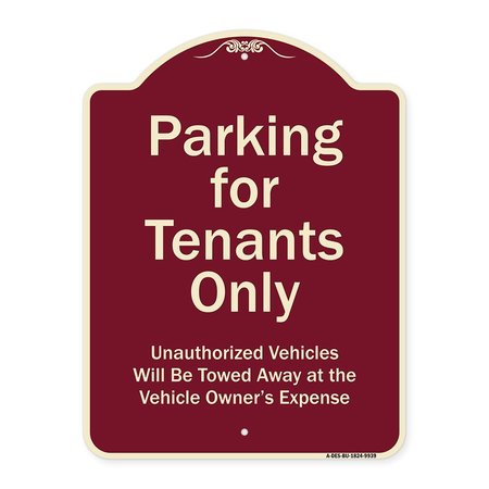 SIGNMISSION Designer Series-Parking For Tenants Only Unauthorized Vehicles Towed Away, 24" x 18", BU-1824-9939 A-DES-BU-1824-9939